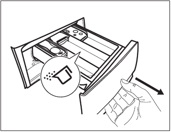 Positioning the detergent flap - Step 1