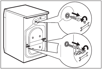 Unpacking - Step 4 - Remove three transit bolts