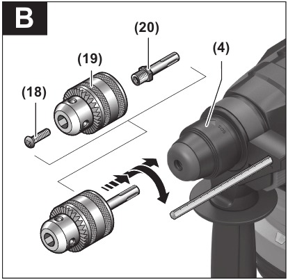 Assembly - Changing the drill chuck