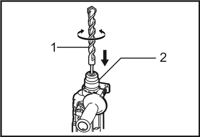 Installing or removing the bit - Step 2