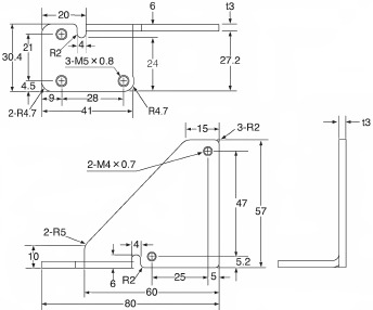 DIMENSIONS - MS-LX-2 Sensor mounting bracket