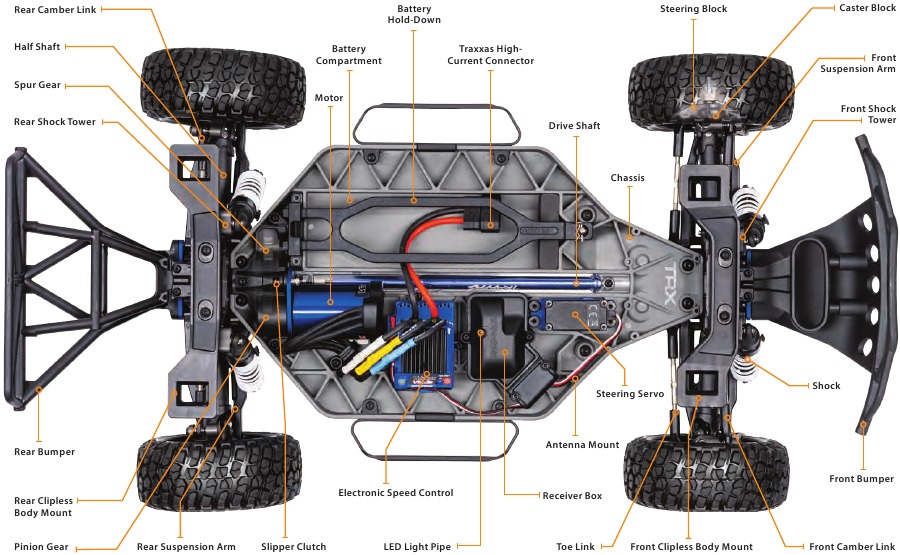 TRAXXAS SLASH 4X4 VXL-3S TSM - RTR SHORT COURSE - ORANGE