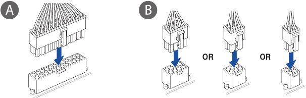 Connect the power cables to the motherboard