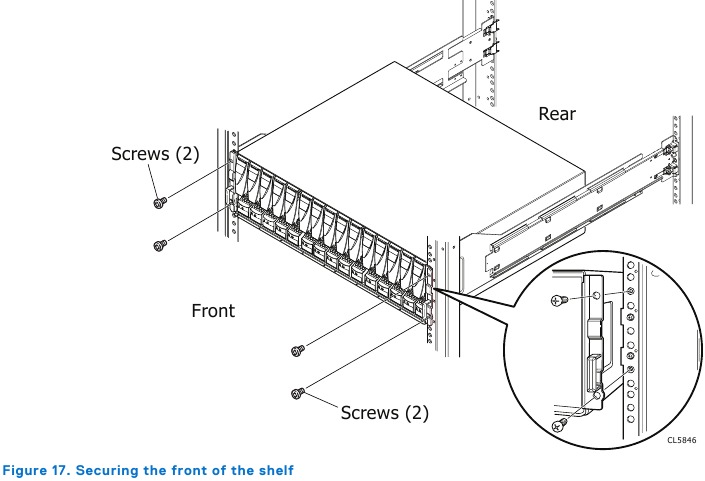 Installing the shelf on the rails - Step 2