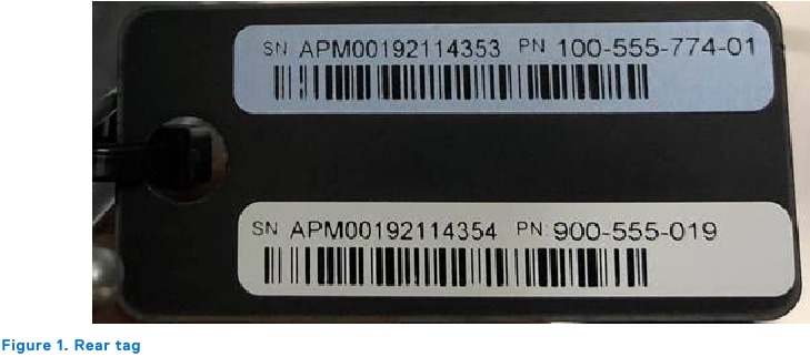 Product serial number tag - Part 1 - Rear tag