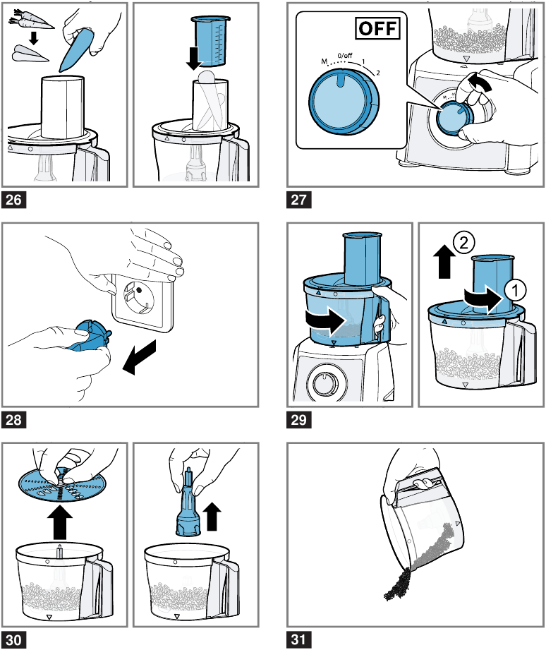 Processing ingredients with cutting discs - Step 2