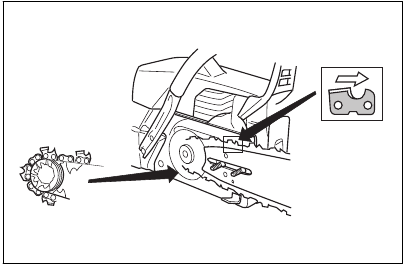 Assembling the guide bar and chain - Step 2