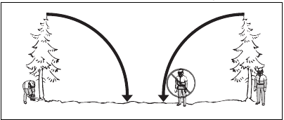 Keeping a safe distance for tree felling technique