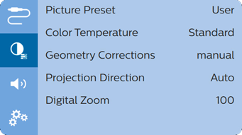 Projector system settings - Image options