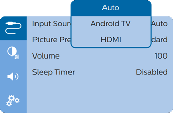 Projector system settings - Input source selection