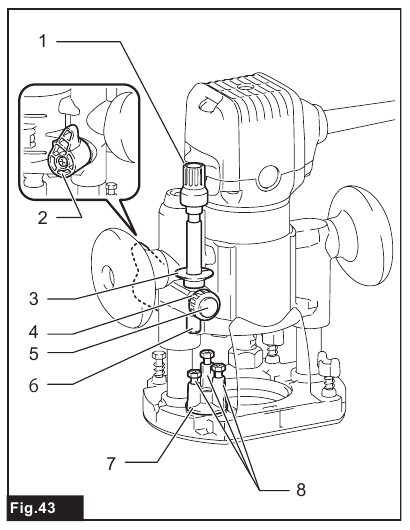 Adjusting the depth of cut when using the plunge base - Step 1