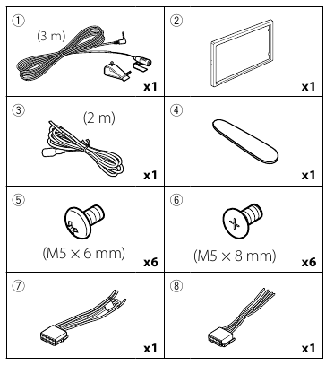 Supplied accessories for installation