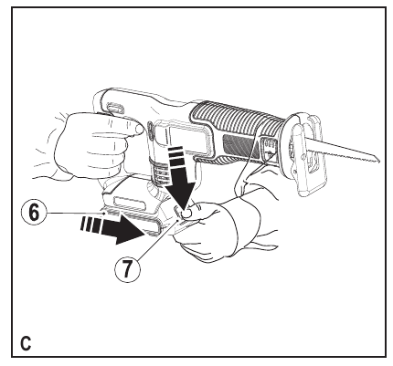 Fitting and removing the battery - Step 2