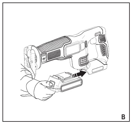 Fitting and removing the battery - Step 1