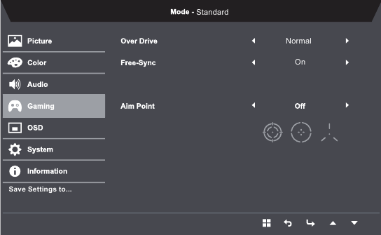 Modes Selection - Step 3 - Adjusting the Gaming
