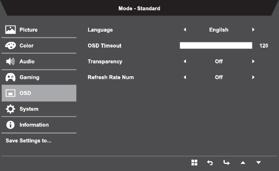 Modes Selection - Step 4 - Adjusting the OSD