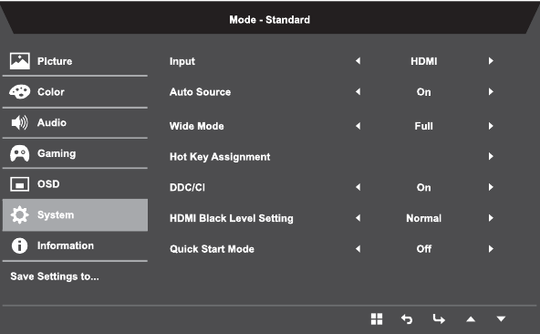 Modes Selection - Step 5 - Adjusting the System