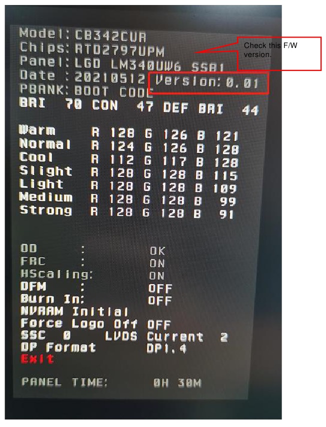 Check the FW version after upgrade - Step 1