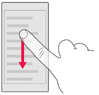 Scroll through a long list or menu
