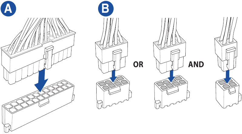 Install ATX power connectors