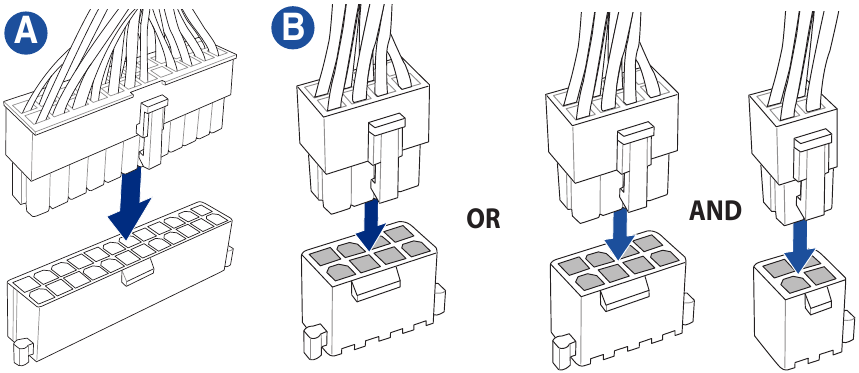 Install ATX power connectors