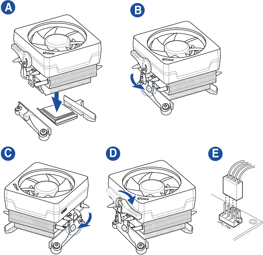 Install the CPU fan - Type 1