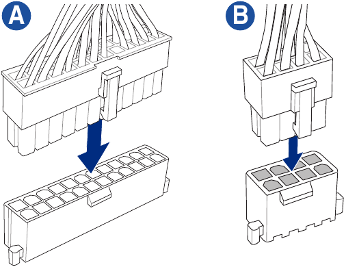 Install ATX power connectors