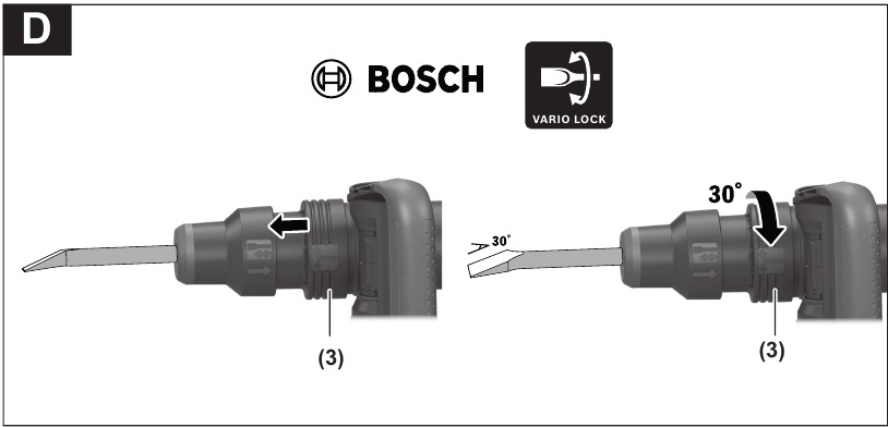 Changing the chiselling position (Vario-Lock)