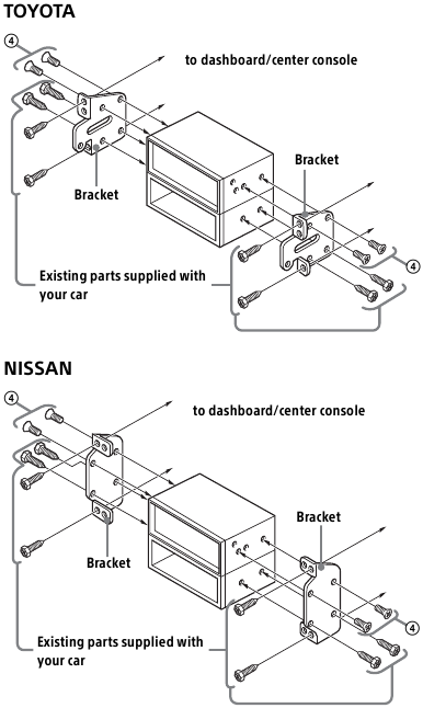 Installation - Mounting the unit in a Japanese car