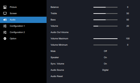 OSD Menu Overview - Audio menu