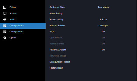 OSD Menu Overview - Configuration1 menu