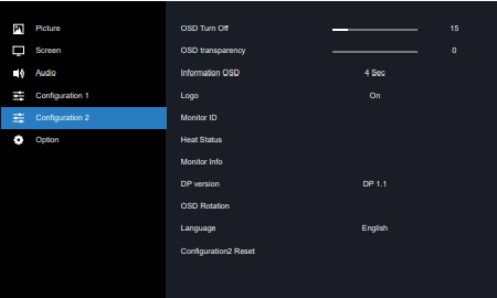 OSD Menu Overview - Configuration2 menu