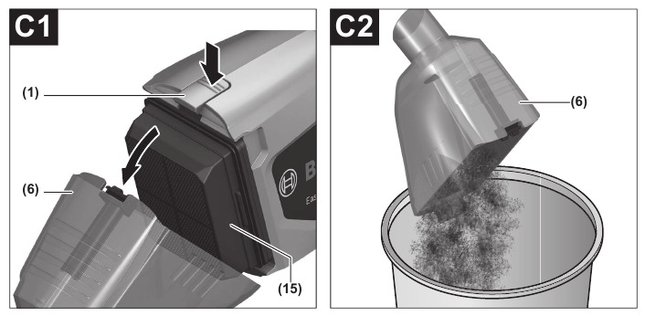 Cleaning the dust container