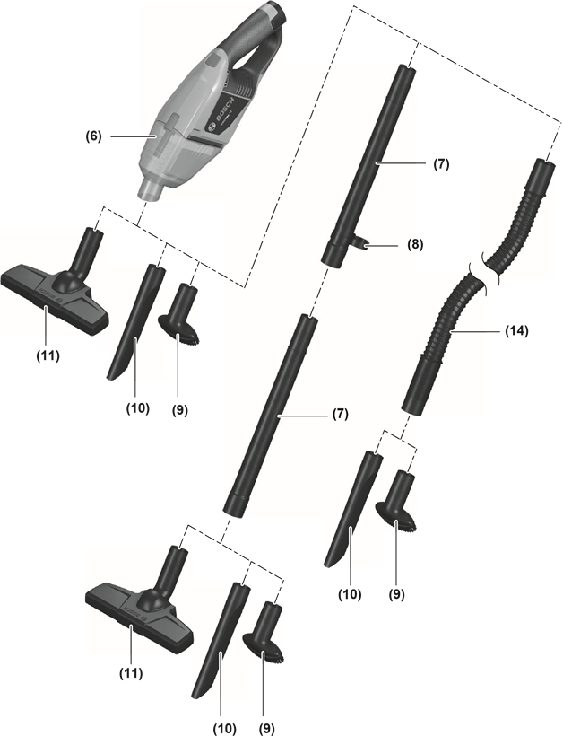 Fitting the vacuum cleaner accessories