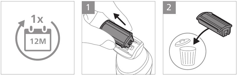Replacing the cutting unit - Step 1