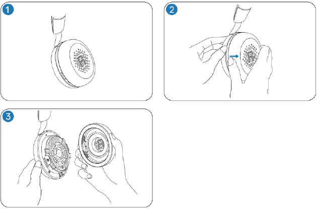 Replacing the ear cushions - Step 1 - Removal