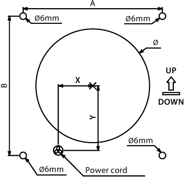 Arrangement of mounting holes and wires