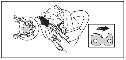 To assemble the guide bar and saw chain - Step 1