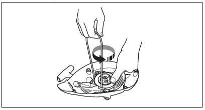 To replace a broken or worn starter rope - Step 2