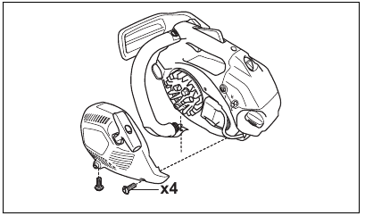 To replace a broken or worn starter rope - Step 1