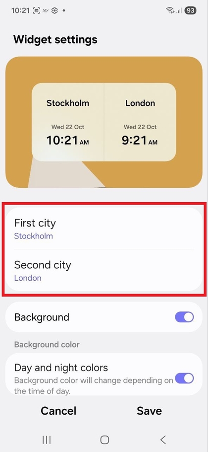 Customizing displayed cities