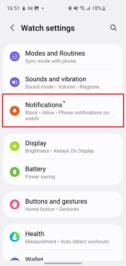 Galaxy Wearable app on smartphone