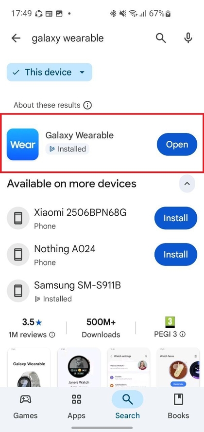 Download Galaxy Wearable app