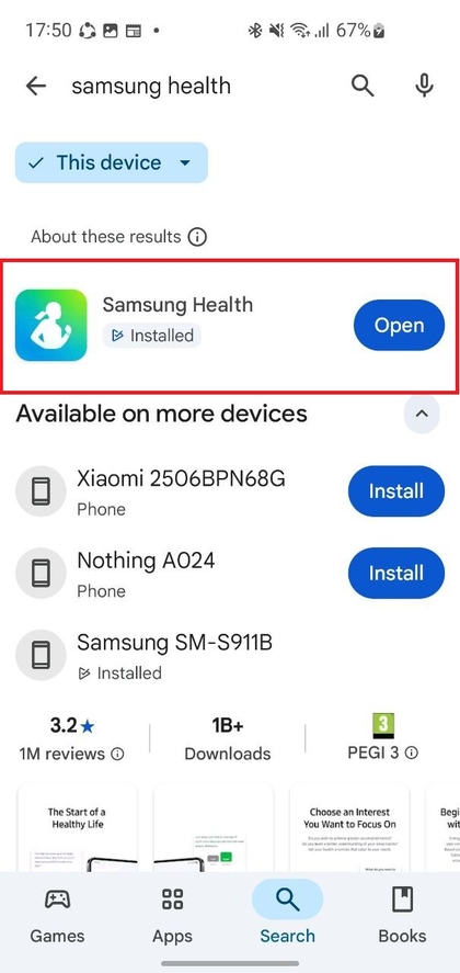 Download Samsung Health app