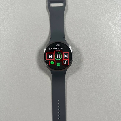 Playback controls on Galaxy Watch 8 with Spotify