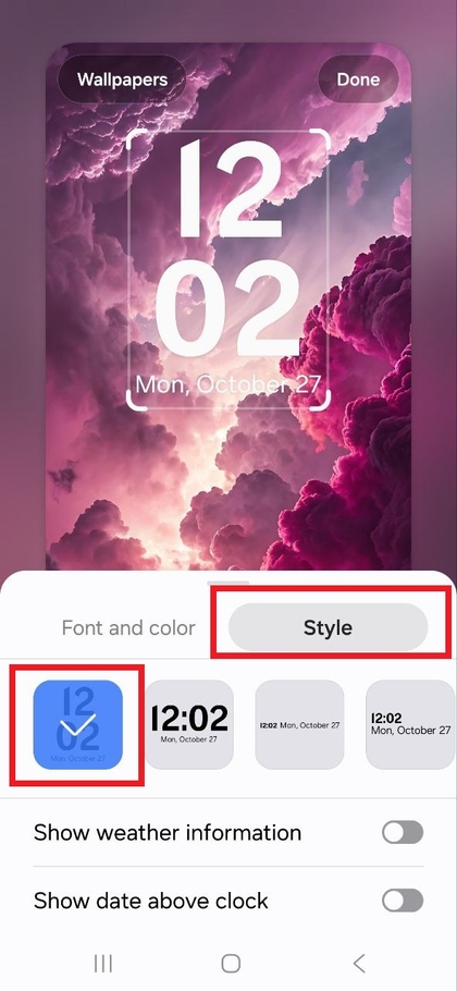 How to Revert Default Clock Style on Samsung Galaxy A17 5G | ManualsLib