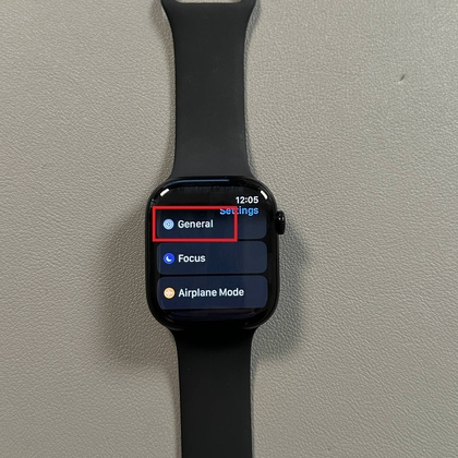 Navigating to General settings in Apple Watch Series 11