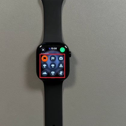 Apple Watch 11 screen showing the process of adding a waypoint