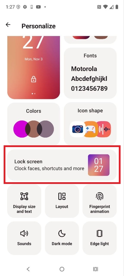 Lock screen settings