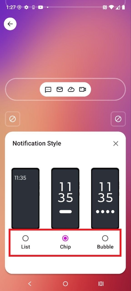 Notification style chip
